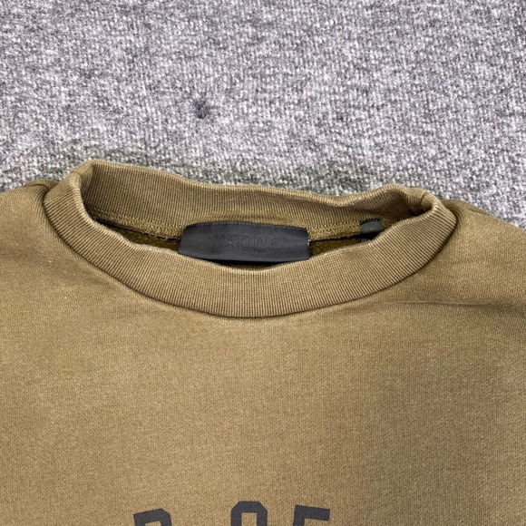 Fear of God Essentials Crewneck Sweatshirt Men S Military Green Pockets Pullover - Picture 11 of 16